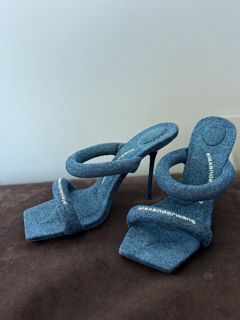 Alexander Wang Denim Blue Padded Double-Loop Stiletto Heels